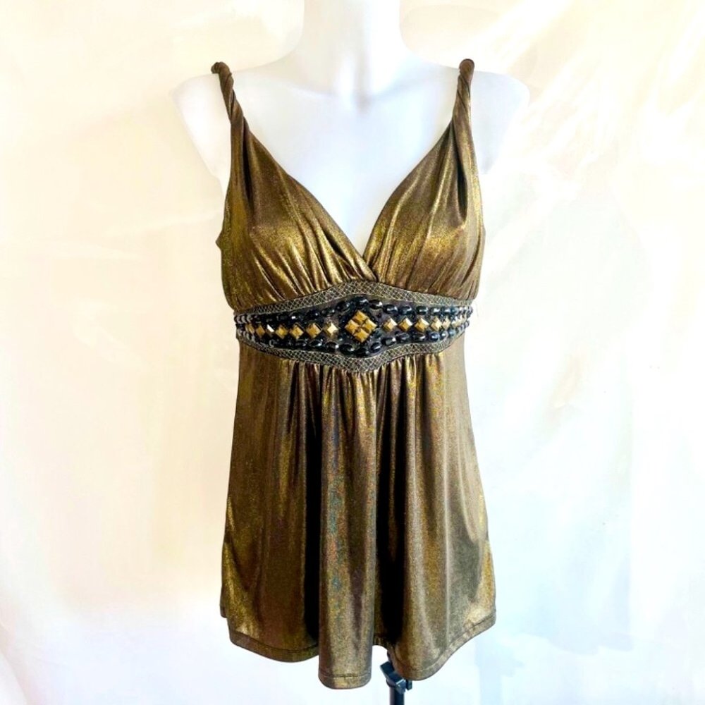 Studio Y Bronze Metallic Mini Dress Size Large